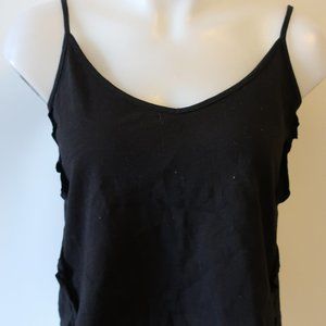 ROI BLACK ADJUSTABLE BACK TIE STRAP TANK TOP XS *